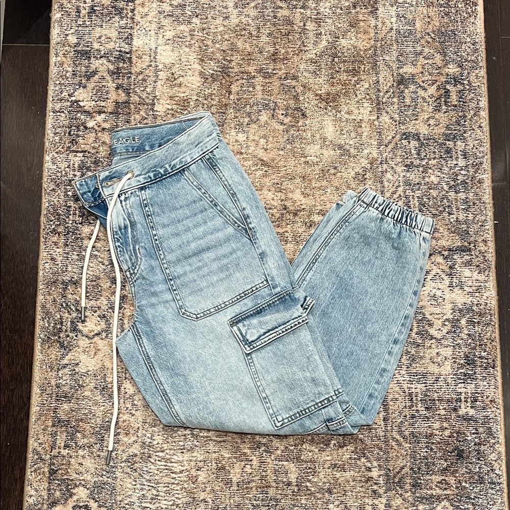 American Eagle Outfitters Light Blue Women's Boyfriend Cargo Jeans